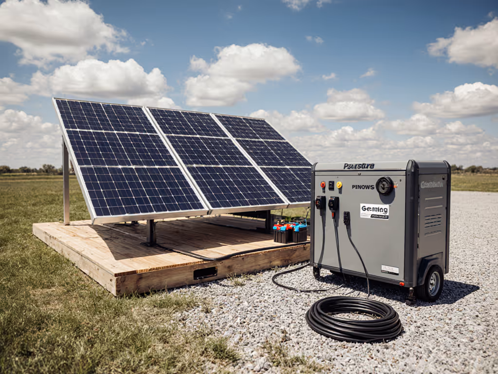 off-grid_setup_with_solar_panels_and_portable_pressure_washer