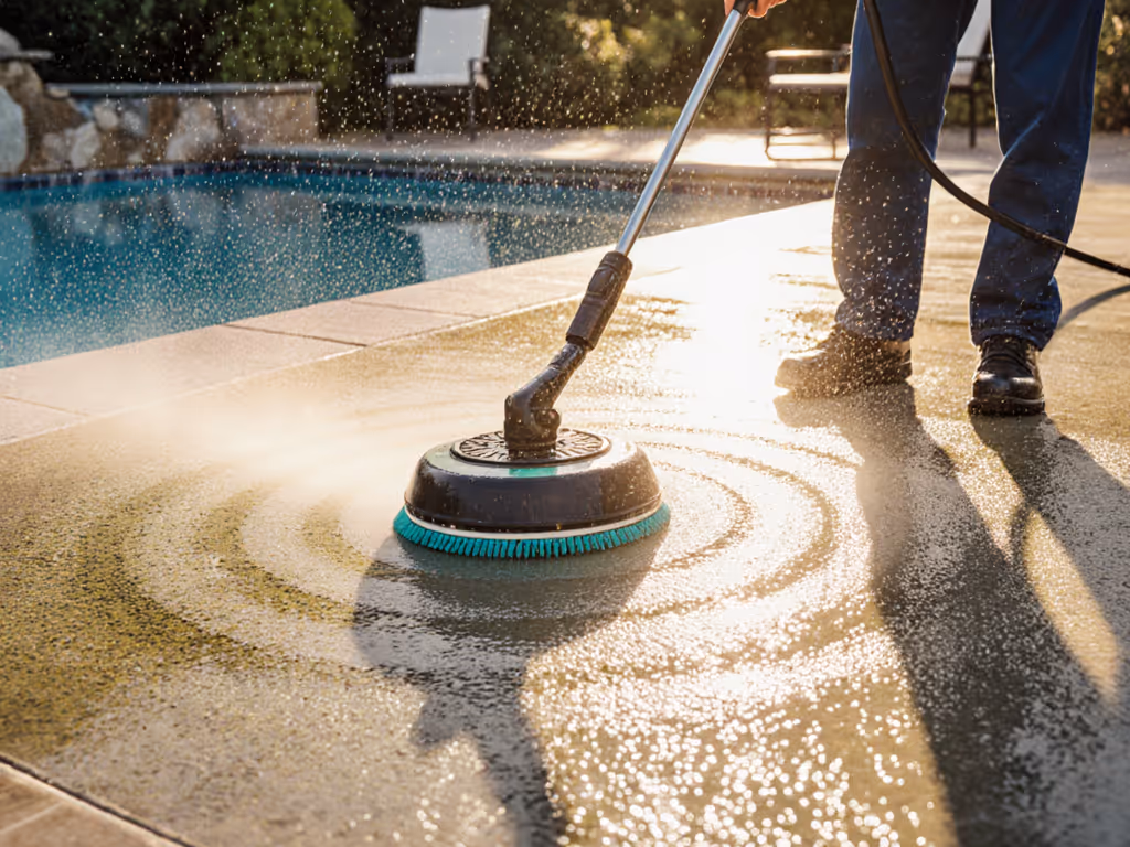 Pool Deck Power Washing: Maintain Slip Resistance Safely